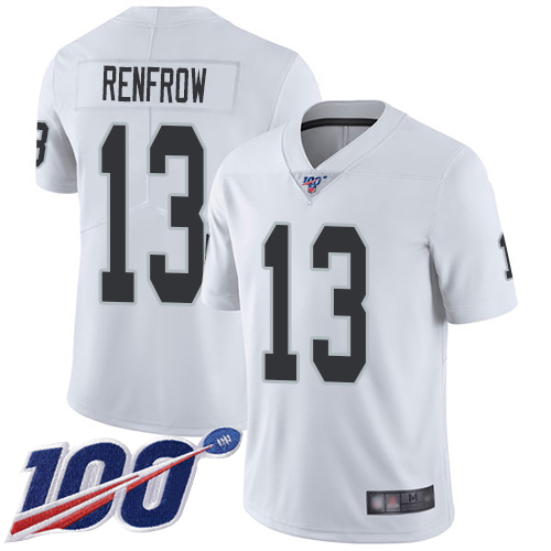 Men Oakland Raiders Limited White Hunter Renfrow Road Jersey NFL Football #13 100th Season Vapor Jersey